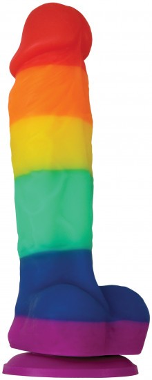 Dildo s přísavkou Rainbow Pride (17 cm) + dárek Anální lubrikační gel (130 ml)