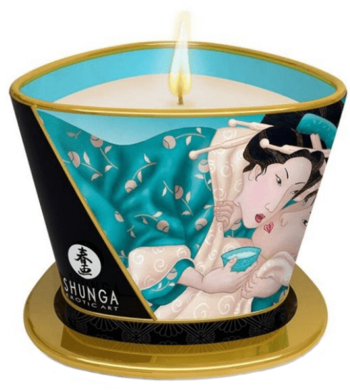 Shunga libido stimulující masážní svíčka Midnight Island Blossoms (170 ml)