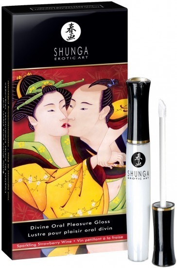 Shunga stimulační jahodový lesk na rty – Sparkling Wine (10 ml)