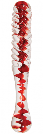 Skleněné dildo Swirl Up (22 cm) + semišový pytlíček + dárek Anální lubrikační gel (130 ml)